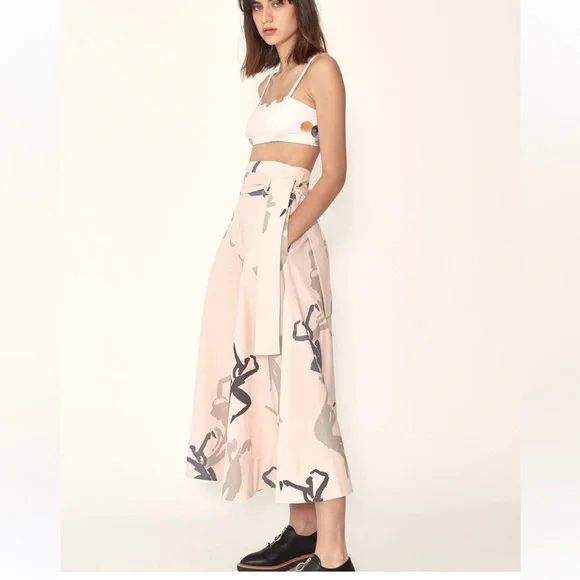 KOWTOW Audition Skirt Dancer Size M (8) Pale Pink Abstract Print Art to Wear - Picture 2 of 15